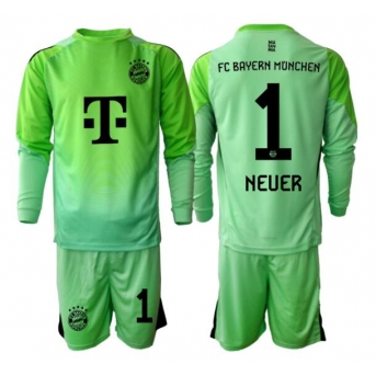 Billige Fotballdrakt Bayern Munich Manuel Neuer #1 Keeper Replika Hjemmedraktsett Barn 2025-26 Langermet (med bukser)